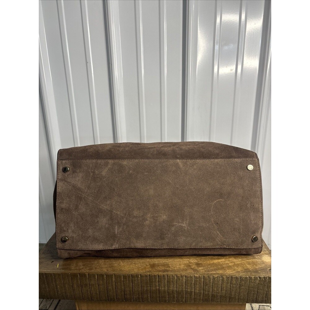 Claudia Firenze Dark Chocolate Suede Bag Tote Italian Leather-No Crossbody Strap - Picture 5 of 13